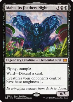 MTG Maha, Its Feathers Night BloomBurrow Mythic Rare Legendary Creature NM-Foil - Image 2
