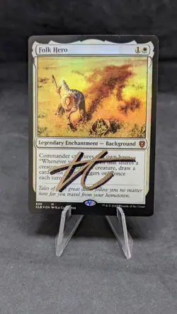 Folk Hero FOIL -MTG Magic Commander Legends Baldur's Gate- Signed by Artist - LP - Image 1