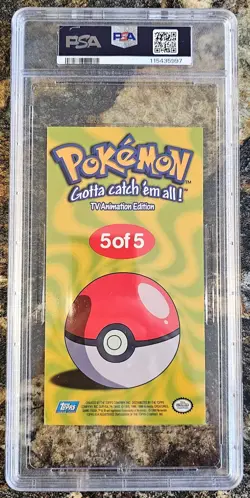 1999 Pokemon Topps TV Anim Se 1 MEOWTH 5 Oversized Tin Topper PSA 8 NM-MINT - Image 2