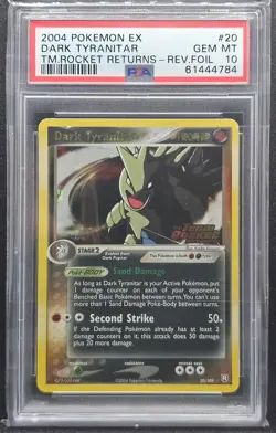 Pokemon TCG Dark Tyranitar 20/109 EX Team Rocket Returns Reverse Foil PSA 10 - Image 1