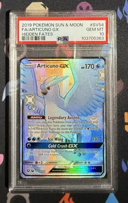2019 Pokemon S&M Hidden Fates Full Art Articuno GX #SV54 PSA 10 GEM MINT - Image 1