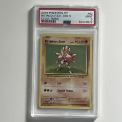 2016 Pokemon XY Evolutions Hitmonchan 62/108 Holo Foil PSA 9 MINT MT - Image 1
