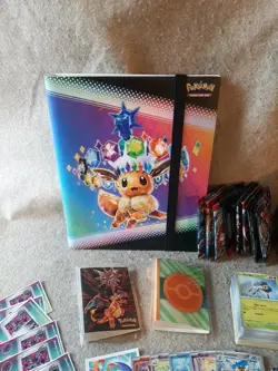 Large Mixed Lot Pokemon Trading Cards Stickers & Binders Prismatic Evolution - Image 2