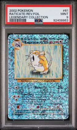 Raticate Reverse Holo Foil Legendary Collection Pokemon Card - PSA 9 MINT - Image 1