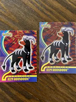Pokemon Houndoom #229 Holo & Regular - 2 Cards - TV Animation Edition By Topps - Image 3