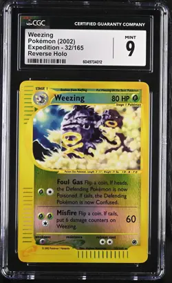CGC 9 Weezing 32/165 Reverse Holo Rare Expedition Pokemon Card - Image 1