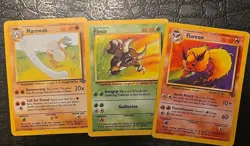 Pokemon Jungle 3 Card Lot Flareon 19/64, Pinsir 25/64, And Marowak 39/64 Vintage - Image 1