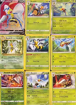 (9x) Beedrill Pokemon Card Collection Set Deck Building Green Grass HOLO V - Image 1