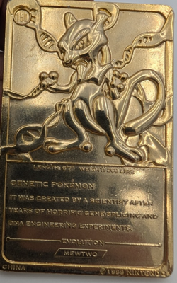 Pokemon 23K Gold Plated Mewtwo Trading Card 1999 Burger King Limited Edition - Image 2