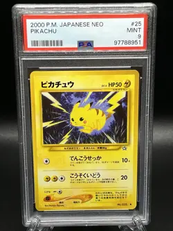 PSA 9 2000 Japanese Neo Pikachu Non-HOLO Pokemon Card - Image 1