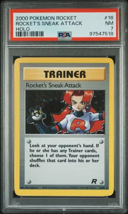 2000 POKEMON ROCKET #16 ROCKET'S SNEAK ATTACK-HOLO PSA 7 - Image 1