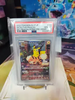 2023 POKEMON JAPANESE SV-P PROMO #098 DETECTIVE PIKACHU PSA 10 - Image 1