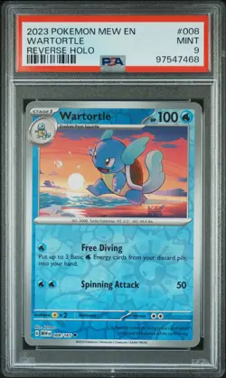 2023 POKEMON MEW EN-151 REVERSE HOLO #008 WARTORTLE PSA 9 - Image 1