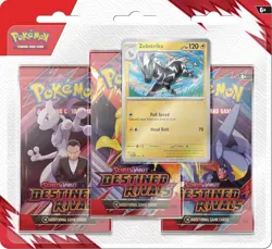 Pokemon TCG Scarlet & Violet Destined Rivals 3-Pack Blister - Zebstrika - Image 1