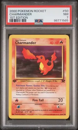 2000 POKEMON ROCKET 1ST ED #50 CHARMANDER PSA 7 - Image 1