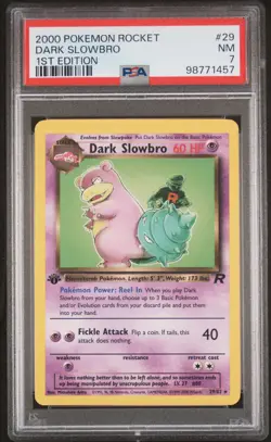 2000 POKEMON ROCKET 1ST ED #29 DARK SLOWBRO PSA 7 - Image 1