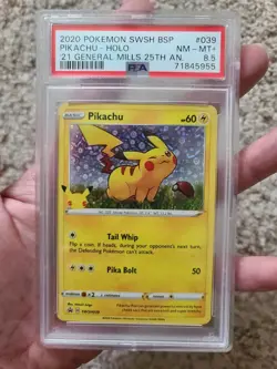 2020 Pokemon Pikachu Holo General Mills Promo SWSH039 25th Anniversary PSA 8.5 - Image 1