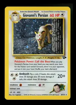 Giovanni's Persian 8/132 Gym Challenge 2000 SWIRL Holo Rare WOTC Pokemon Card - Image 1
