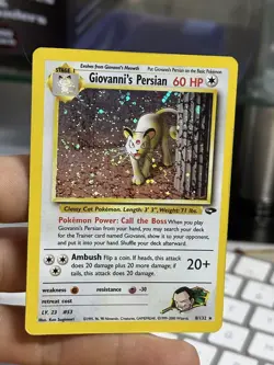 Giovanni's Persian 8/132 Gym Challenge 2000 SWIRL Holo Rare WOTC Pokemon Card - Image 3