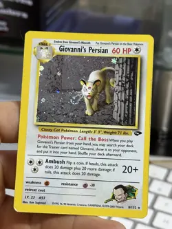 Giovanni's Persian 8/132 Gym Challenge 2000 SWIRL Holo Rare WOTC Pokemon Card - Image 4