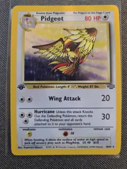(LP+) 1st Edition Pidgeot 08/64 Jungle Holo Rare Vintage Pokemon Card - Image 1