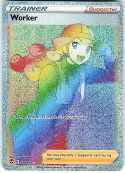 Worker (Secret) 209/195 Pokemon SWSH12: Silver Tempest Holo Secret Rare NM - Image 1