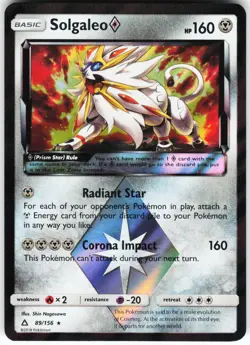Solgaleo Prism Star 89/156 Pokemon SM - Ultra Prism Holo Prism Rare MP - Image 1