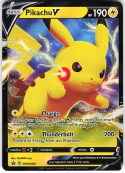 Pikachu V - SWSH061 Pokemon SWSH: Sword & Shield Promo Cards Holo Promo LP/MP - Image 1