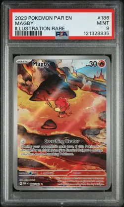 2023 POKEMON PAR EN-PARADOX RIFT FULL ART ILLUSTRATION RARE #186 MAGBY PSA MINT - Image 1