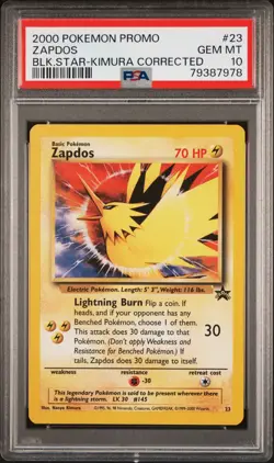 2000 Pokemon BSP - Zapdos #23 - Kimura Corrected (RARE) PSA 10 GEM MINT - Image 2