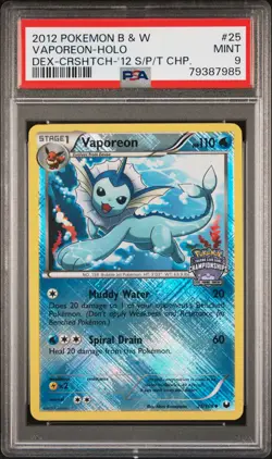 2012 Pokemon B&W Dark Explorers - Vaporeon #25 Crosshatch Championship - PSA9 - Image 2