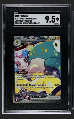 Pokemon Card Iono's Bellibolt EX 183/159 SIR Journey Together SGC 9.5 - Image 1