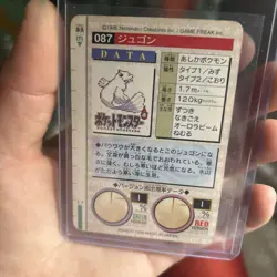 Pokemon Carddass Card Dewgong File No.87 Bandai Pocket Monsters Green 1996 - Image 1