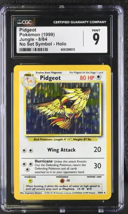 CGC 9 MINT Pidgeot 1999 Jungle 8/64 No Set Symbol Holo Pokemon Card - Image 1