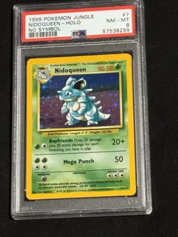 PSA 8 MINT Nidoqueen No Symbol ERROR Holo Rare 7/64 Jungle Pokemon Card - Image 1