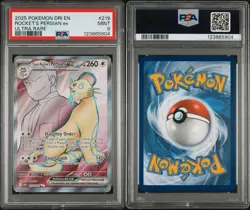 2025 POKEMON DRI EN-DESTINED RIVALS ULTRA RARE TEAM ROCKET'S PERSIAN EX PSA 9 - Image 2
