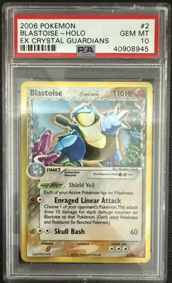 Blastoise - Holo #2/100 - 2006 Pokemon EX Crystal Guardians - Gem Mint PSA 10 !! - Image 1
