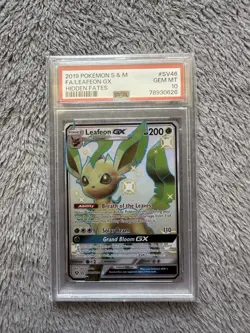 2019 POKEMON SUN & MOON HIDDEN FATES #SV46 FULL ART/LEAFEON GX PSA 10 - Image 1
