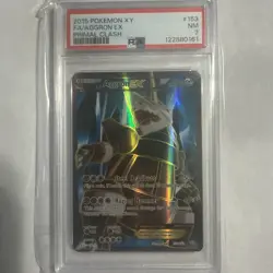 2015 POKEMON XY PRIMAL CLASH #153 FULL ART AGGRON EX - PSA 7 NEAR MINT - Image 1