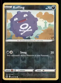 Koffing Crown Zenith #075/159 Common Reverse Holo Pokemon LP - Image 1
