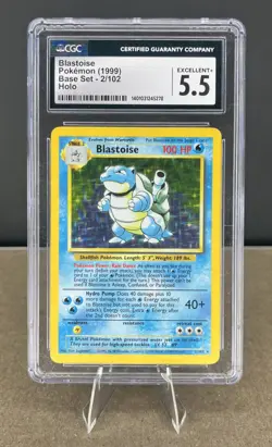 Pokemon 1999 Base Set Unlimited Blastoise HOLO Rare 2/102 CGC 5.5 EXCELLENT+ - Image 1