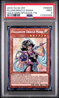 2019 YU-GI-OH! GOLD SARCOPHAGUS TIN EN004 Palladium Oracle MANA GOLD PSA 9 YGO - Image 1