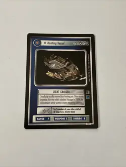 Star Trek CCG Ships Hirogen Hunting Vessel Black Boarder Voyager Card - Image 1
