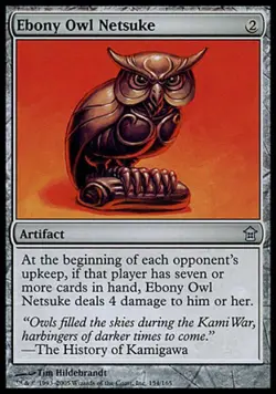 Ebony Owl Netsuke - Light Play MTG Saviors of Kamigawa - Image 1