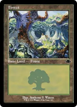 Forest (411) (Retro Frame) -Foil Near Mint MTG Dominaria Remastered - Image 1