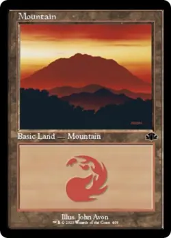 Mountain (409) (Retro Frame) -Foil Near Mint MTG Dominaria Remastered - Image 1