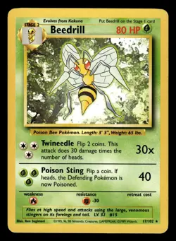 Beedrill 17/102 Rare Base Set Pokemon Card - Image 1