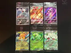 Pokemon Sealed Cards Lot - 6 Cards - Eevee/Iron Bundle/Pecharunt - Image 1