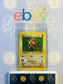 Hitmonchan 7/102 HP Played Base Set Shadowless 1999 Pokemon Card Holo Rare - Image 1