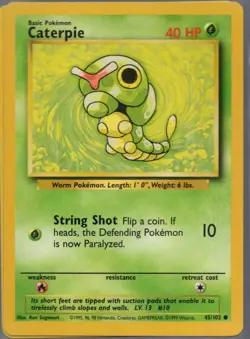 Pokemon Trading Card: (2) Caterpie (Base Set 45/102 Basic) Copyright 1995,96,98 - Image 1